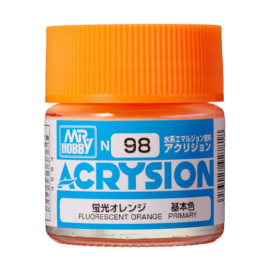 N98 Acrysion Color Fluorescent Orange Model Paint Orange color 10 ml by Mr. Hobby