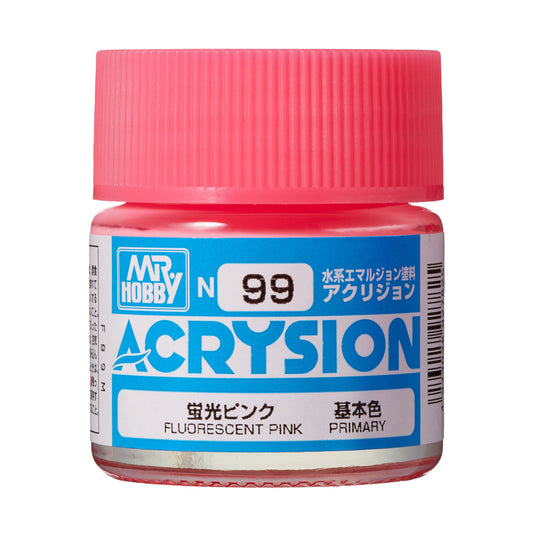N99 Acrysion Color Fluorescent Pink Model Paint Pink color 10 ml by Mr. Hobby