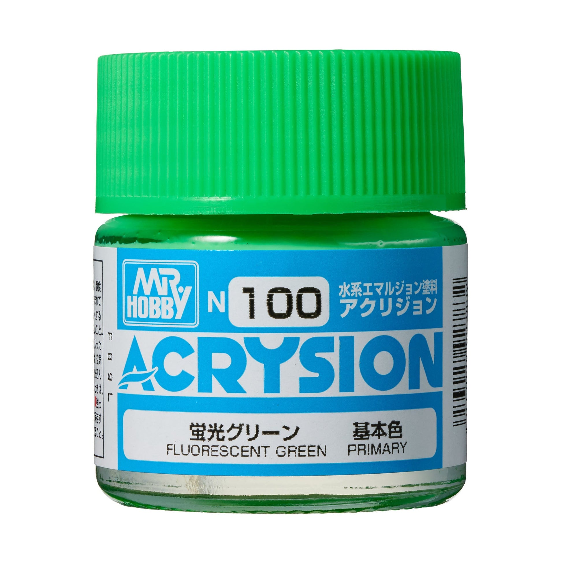 N100 Acrysion Color Fluorescent Green Model Paint Green color 10 ml by Mr. Hobby