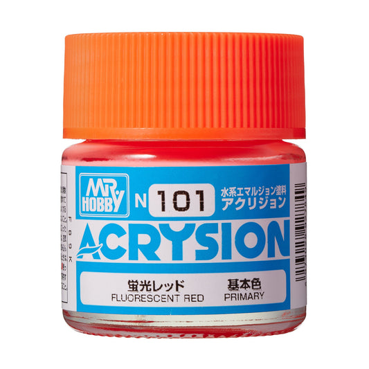 N101 Acrysion Color Fluorescent Red Model Paint Red color 10 ml by Mr. Hobby