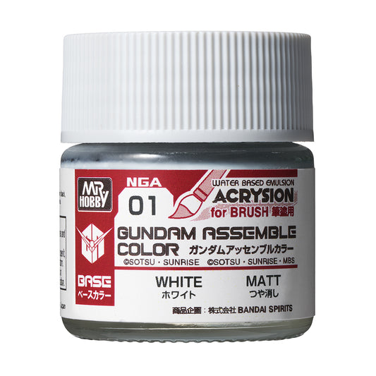 Mr. Hobby NGA01 Gundam Assemble Color White Model Paint by GSI Creos 10 ml paint bottle front view