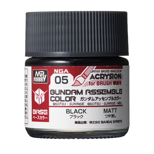 Mr. Hobby NGA05 Gundam Assemble Color Black Model Paint by GSI Creos 10 ml paint bottle front view