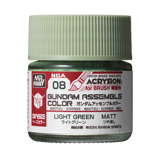 Mr. Hobby NGA08 Gundam Assemble Color Light Green Model Paint by GSI Creos 10 ml paint bottle front view