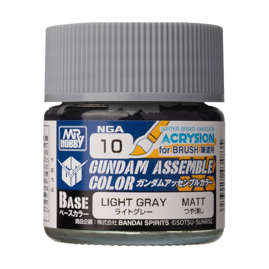 Mr. Hobby NGA10 Gundam Assemble Color Light Gray Model Paint by GSI Creos 10 ml paint bottle front view