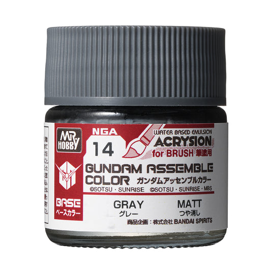 Mr. Hobby NGA14 Gundam Assemble Color Gray Model Paint by GSI Creos 10 ml paint bottle front view