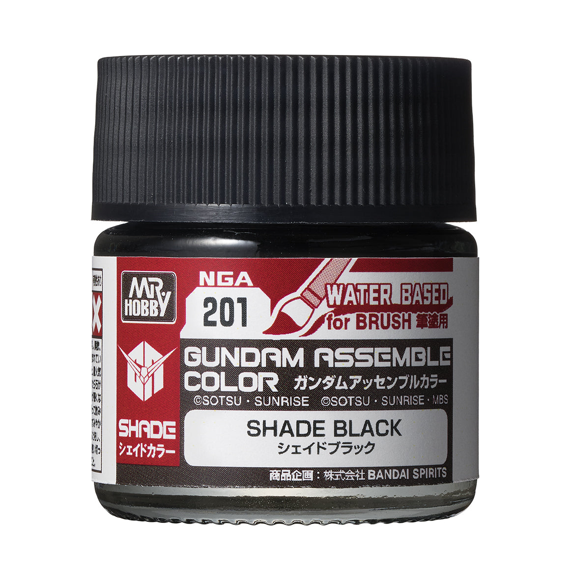 Mr. Hobby NGA201 Gundam Assemble Color Shade Black Model Paint by GSI Creos 10 ml paint bottle front view