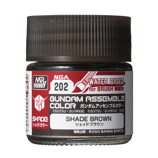 Mr. Hobby NGA202 Gundam Assemble Color Shade Brown Model Paint by GSI Creos 10 ml paint bottle front view