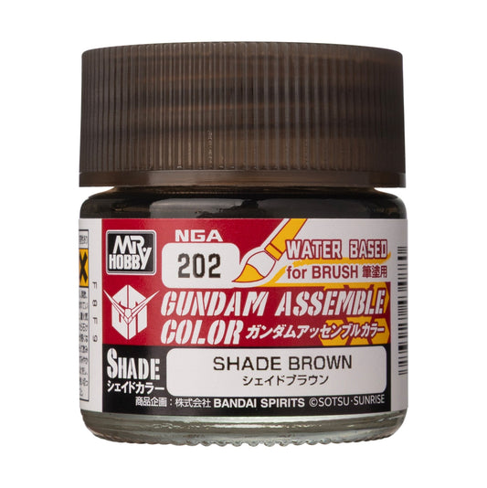 Mr. Hobby NGA202 Gundam Assemble Color Shade Brown Model Paint by GSI Creos 10 ml paint bottle front view