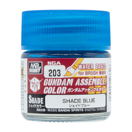 Mr. Hobby NGA203 Gundam Assemble Color Shade Blue Model Paint by GSI Creos 10 ml paint bottle front view