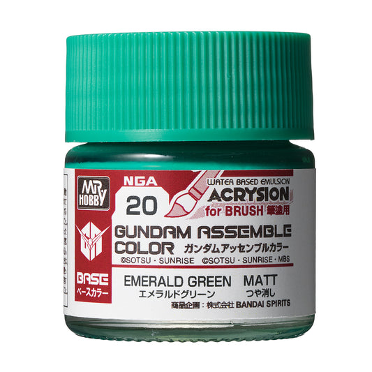 Mr. Hobby NGA20 Gundam Assemble Color Emerald Green Model Paint by GSI Creos 10 ml paint bottle front view