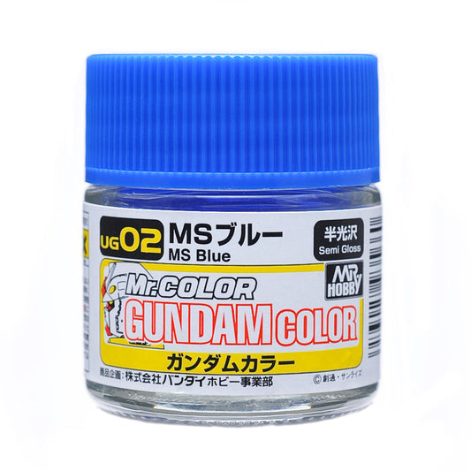 Mr. Hobby UG02 Gundam Color MS Blue Model Paint by GSI Creos 10 ml paint bottle front view
