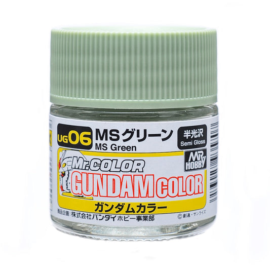 Mr. Hobby UG06 Gundam Color MS Green Model Paint by GSI Creos 10 ml paint bottle front view