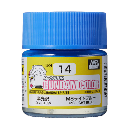 Mr. Hobby UG14 Gundam Color Light Blue Model Paint by GSI Creos 10 ml paint bottle front view
