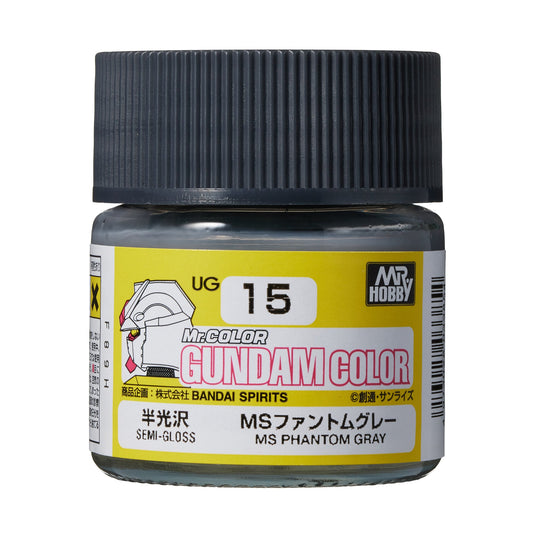 Mr. Hobby UG15 Gundam Color Phantom Grey Model Paint by GSI Creos 10 ml paint bottle front view