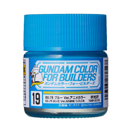 Mr. Hobby UG19 Gundam Color for Builders RX-78 Blue Ver. Model Paint by GSI Creos 10 ml paint bottle front view