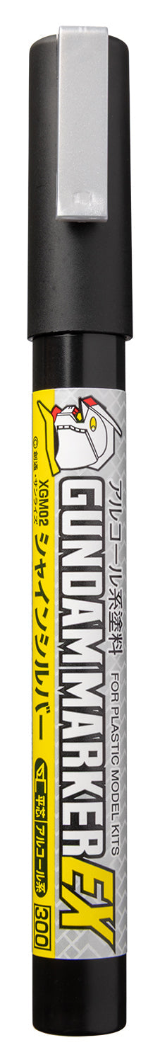 Mr. Hobby XGM02 Gundam Marker EX Shine Silver Felt-Tip Pen Silver color Chisel Tip without packaging by GSI Creos