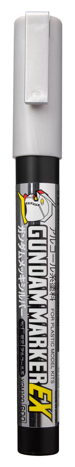 Mr. Hobby XGM100 Gundam Marker EX Gundam Plated Silver Felt-Tip Pen Silver color Chisel Tip without packaging by GSI Creos