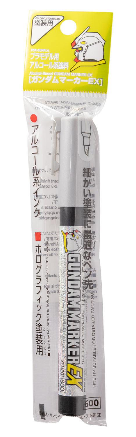 Mr. Hobby XGM201 Gundam Marker EX Moonlight Butterfly Holographic Silver Felt-Tip Pen Silver color Chisel Tip in original packaging by GSI Creos