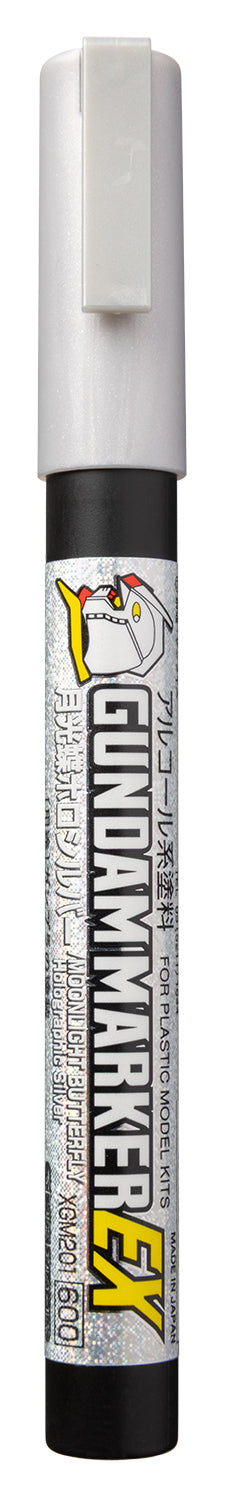 Mr. Hobby XGM201 Gundam Marker EX Moonlight Butterfly Holographic Silver Felt-Tip Pen Silver color Chisel Tip without packaging by GSI Creos