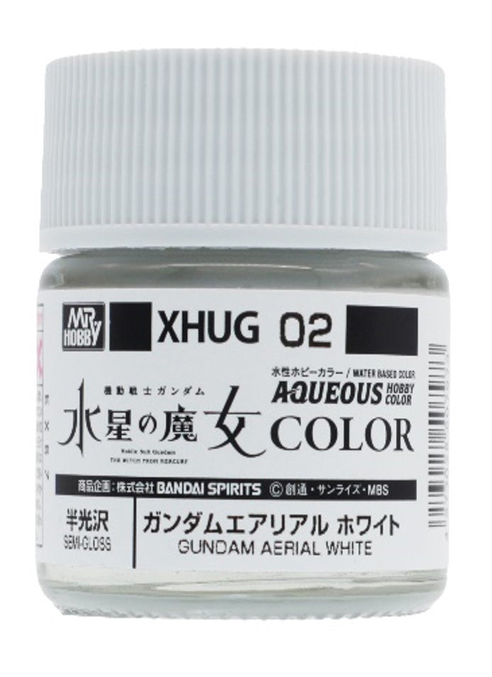 Mr. Hobby XHUG02 Aqueous Gundam Color Aerial White Model Paint by GSI Creos 10 ml paint bottle front view