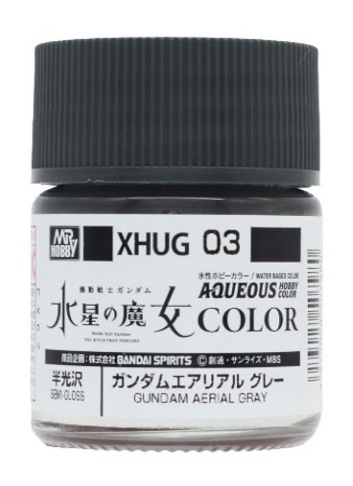 Mr. Hobby XHUG03 Aqueous Gundam Color Aerial Gray Model Paint by GSI Creos 10 ml paint bottle front view