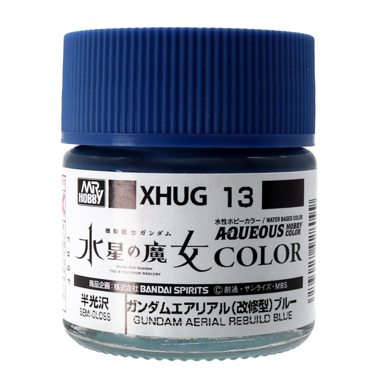 Mr. Hobby XHUG13 Aqueous Gundam Color Gundam Aerial Rebuild Blue Model Paint by GSI Creos 10 ml paint bottle front view
